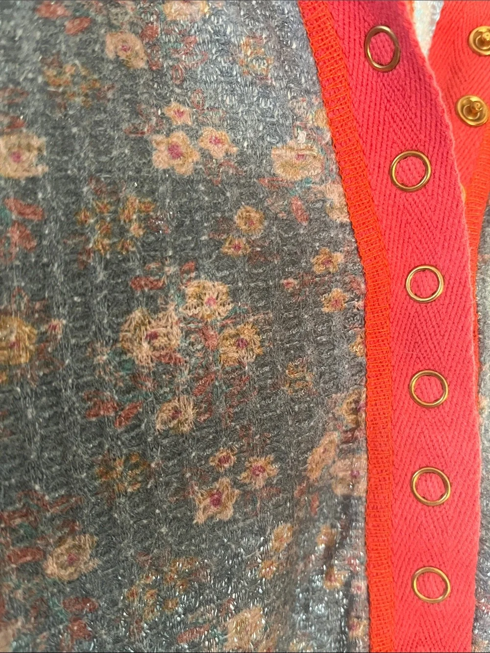 NATURAL LIFE Blue Floral Waffle Henley with Hot Pink Trim - Picture 3 of 5